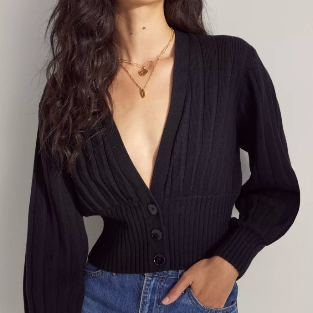 Aritzia Wilfred New Plunge Cardigan | Cropped deep v-neck